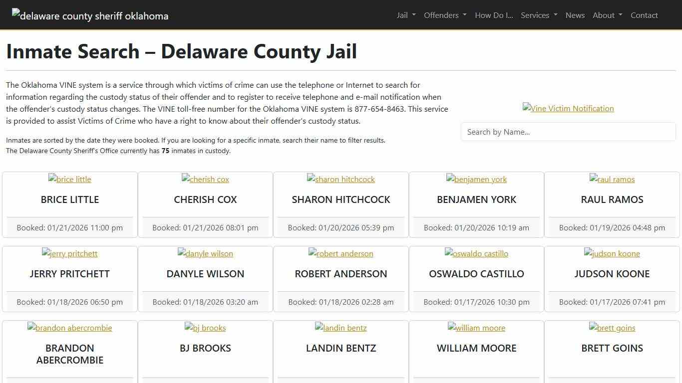 Inmate Search Delaware County Sheriff's Office